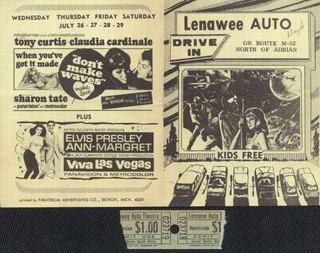Lenawee Drive-In Theatre - Flyer And Ticket Stub (newer photo)